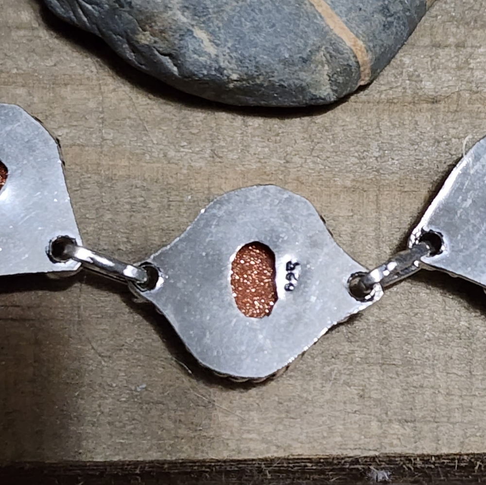 Stunning Goldstone Sterling Silver Bracelet - Picture 4 of 5